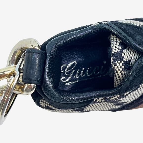 Gucci Mini Sneaker Key Ring Charm Canvas Leather Gold Hardware Made In Italy - Picture 7 of 8